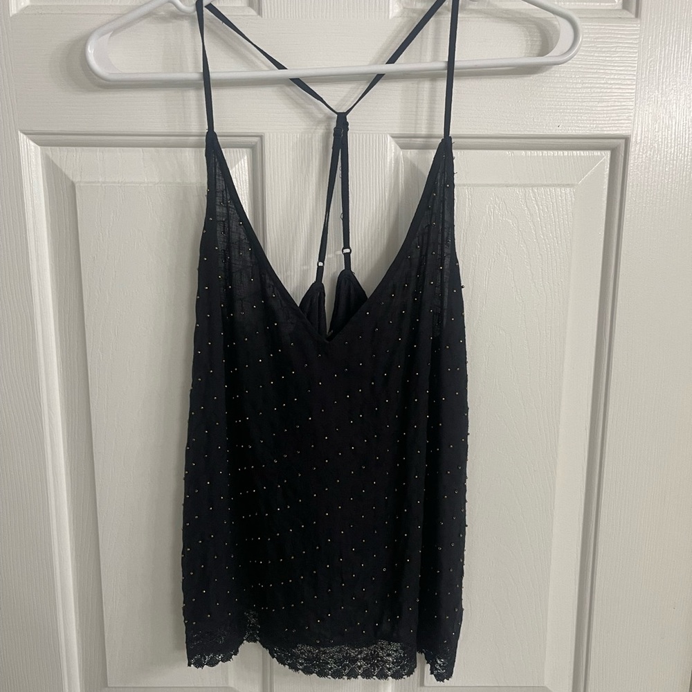 Lace and needed black tank top size medium